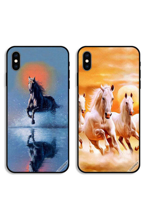 حافظتان واقيتان لهاتف Apple iPhone XS - خيول تركض