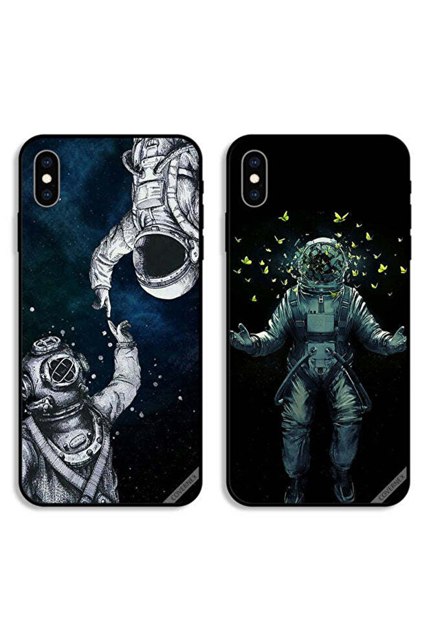 حافظتان لهاتف Apple iPhone XS Max بأغطية واقية بتصميم رواد فضاء وفراشة