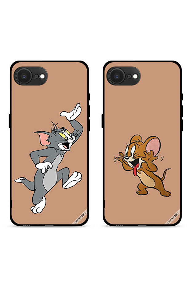 حافظتان لهاتف Apple iPhone 16e، أغطية حماية خلفية بتصميم زوجين من توم وجيري