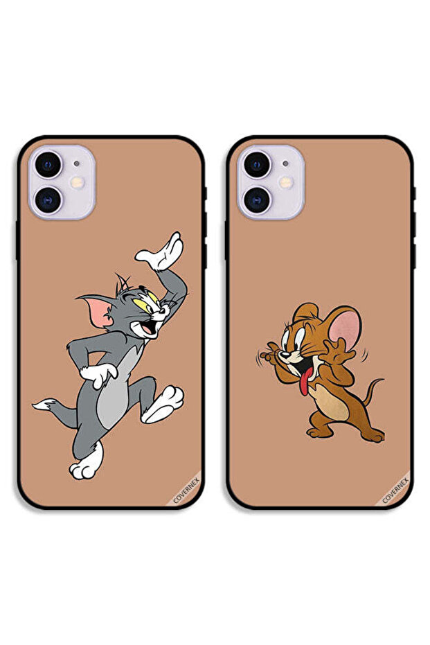حافظتان لهاتف Apple iPhone 12، أغطية حماية خلفية بتصميم زوجين من توم وجيري
