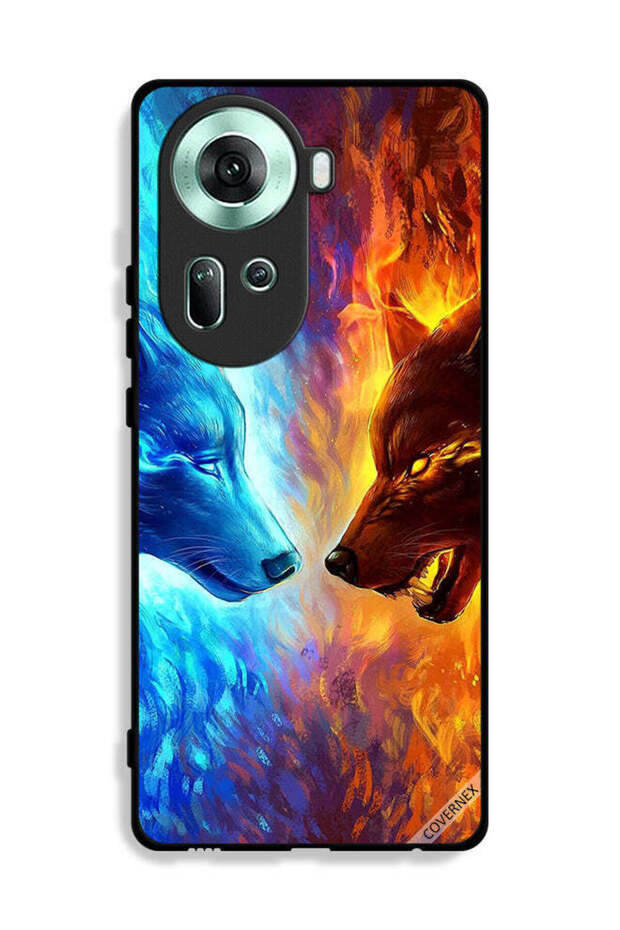 غطاء حماية Oppo Reno11 5G بتصميم ذئب الماء والنار