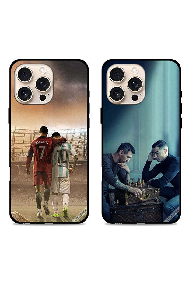 حافظتان لهاتف Apple iPhone 16 Pro Max، غطاءان واقيان CR7 وLeo Messi