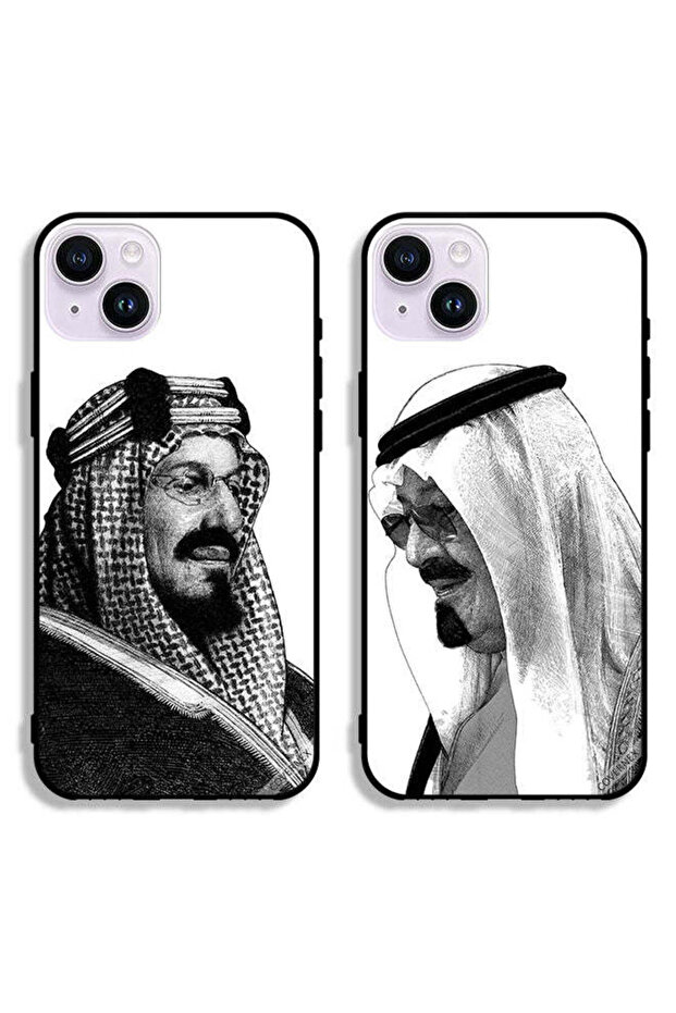 حافظتان لجهاز آبل آيفون 14 بلس بغطاءين واقيين الملك ابن سعود والملك عبدالله
