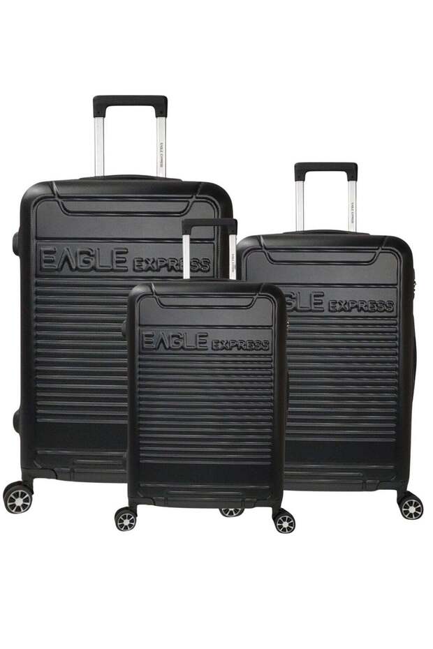 Defender 3-Piece ABS Hard Luggage Set - Black + 1-Year