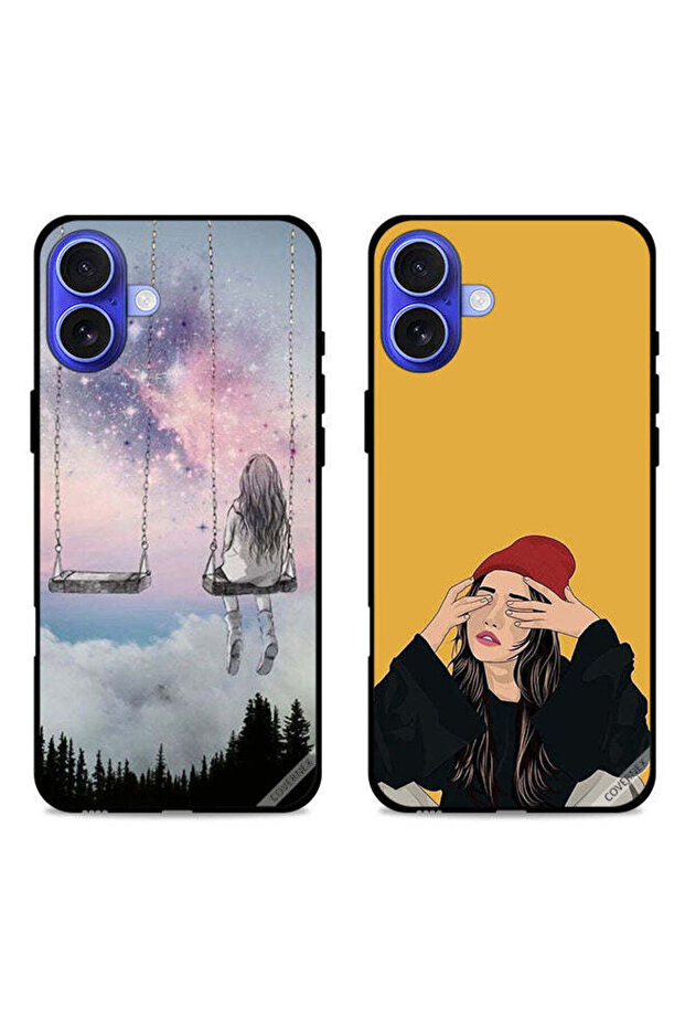 حافظتان واقيتان لهاتف Apple iPhone 16 Plus، تصميم فتاة وحيدة حزينة