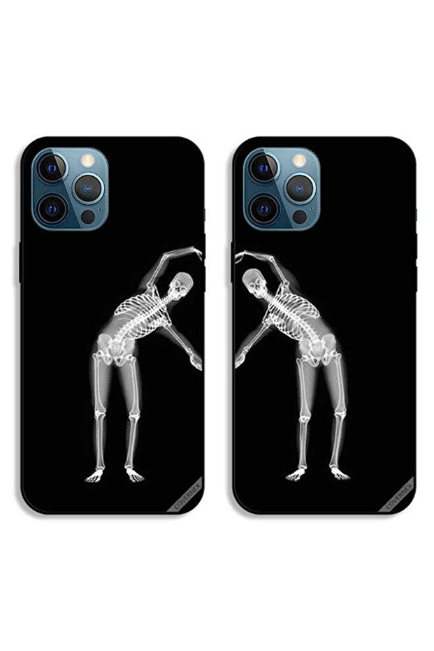 حافظتان لهاتف Apple iPhone 12 Pro Max، أغطية حماية، غطاء خلفي بتصميم قلب وهيكل عظمي بشري