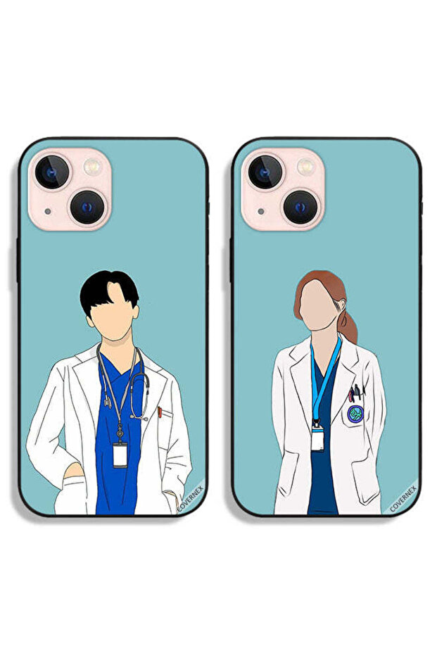 حافظتان لهاتف Apple iPhone 13 mini، أغطية حماية، غطاء خلفي بتصميم زوجين من الأطباء