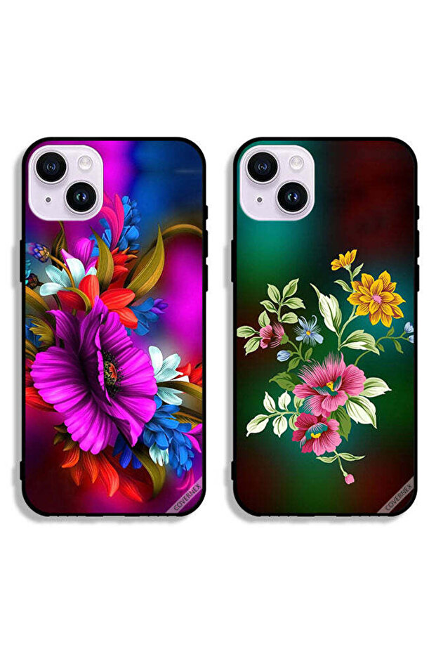 حافظتان واقيتان لهاتف Apple iPhone 14 Plus برسومات زهور عالية الدقة