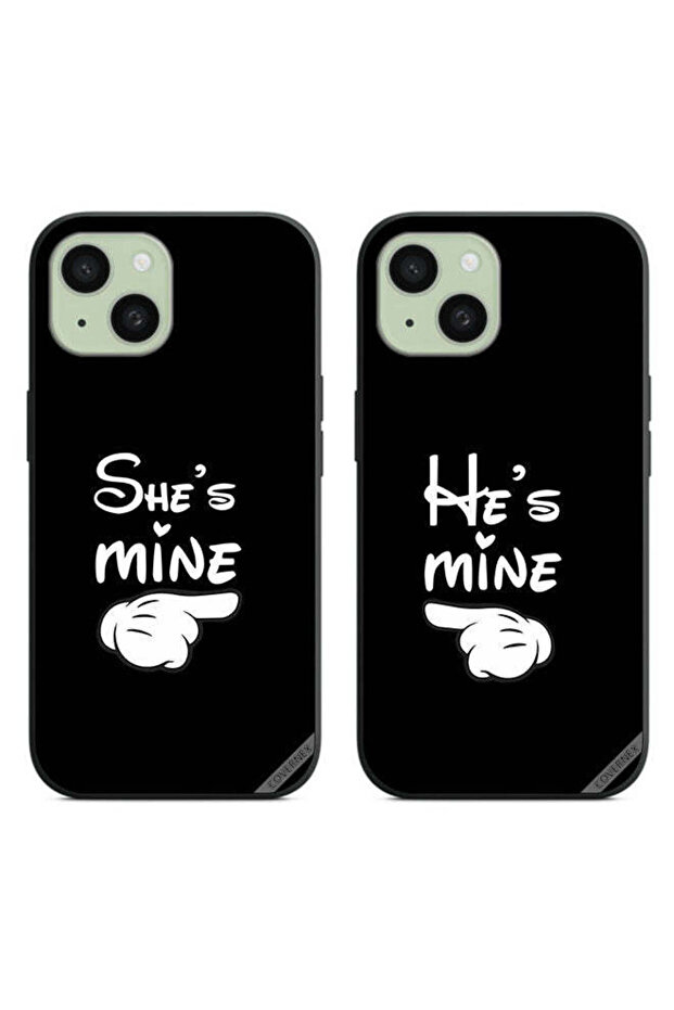 جرابان واقيان لهاتف Apple iPhone 15، غطاءان خلفيان يحملان عبارة "He is Mine" و"She is Mine"