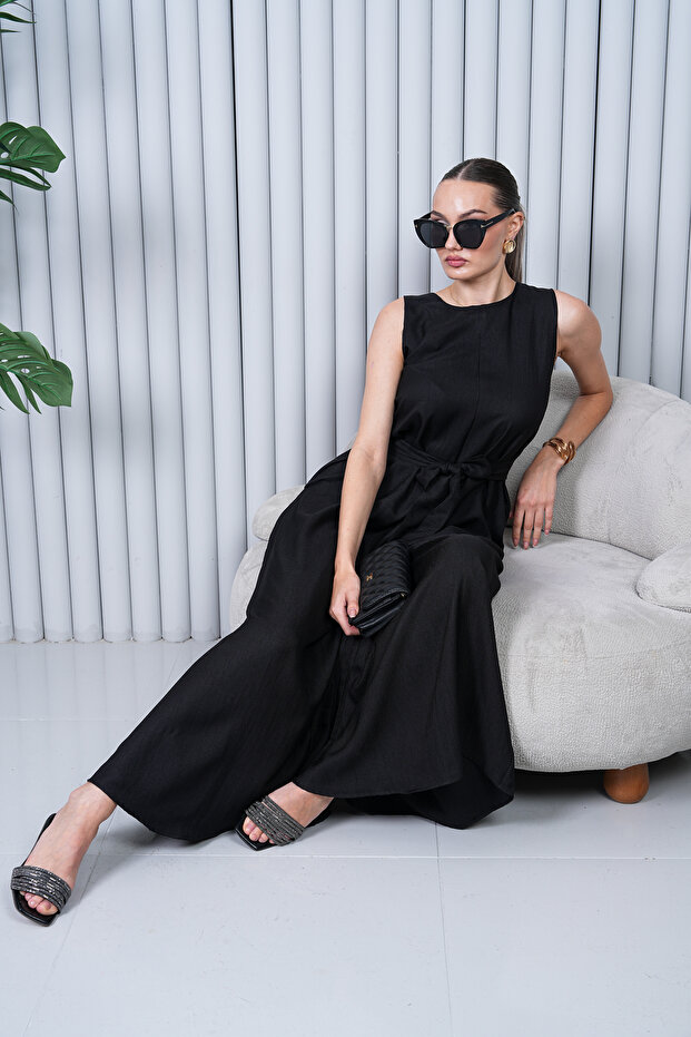 Linen Belted Jumpsuit - 6