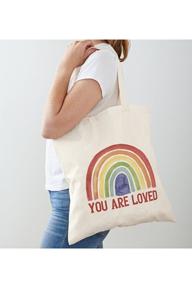 You Are Loved - Rainbow Printed Raw Cloth