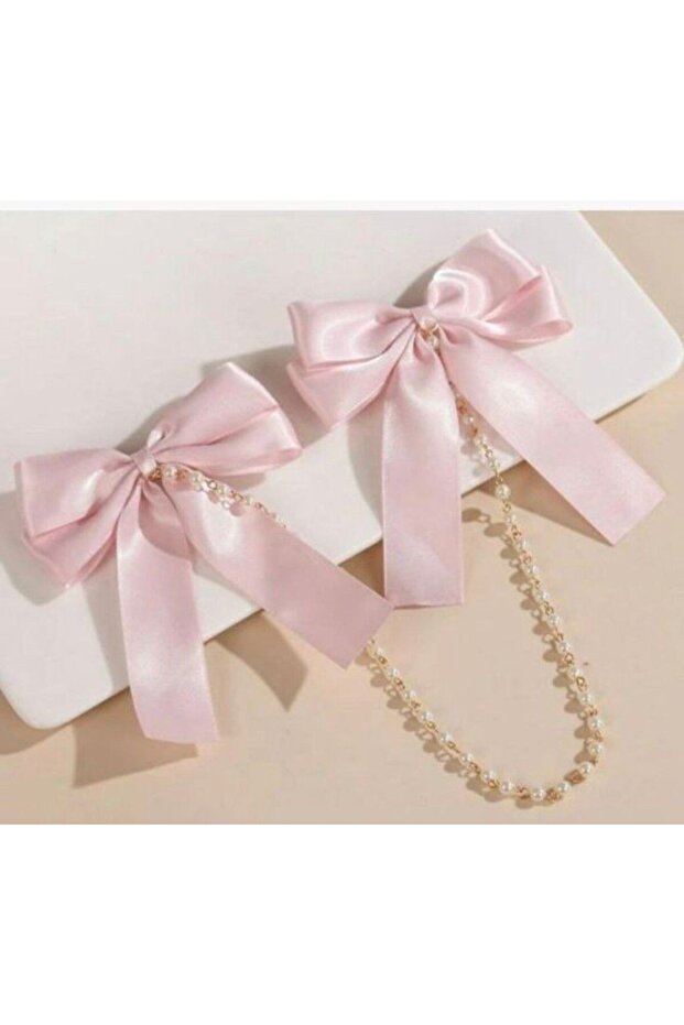 2-Piece Women's Satin Bow Model Pearl Buckle
