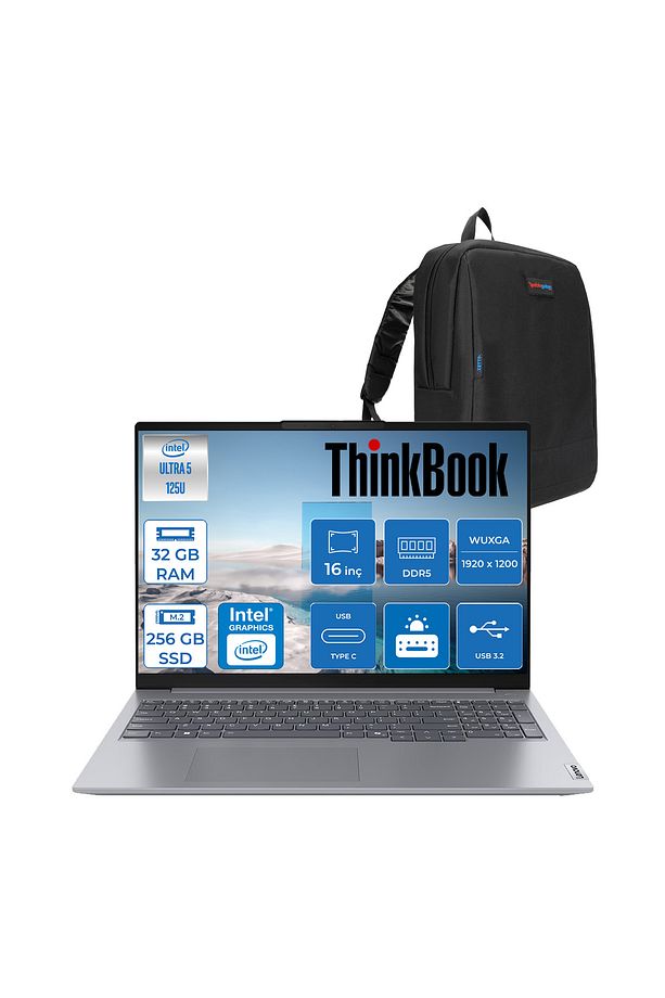 Thinkbook 16 G7 Iml Ultra 5 125U 32GB 256GB SSD 16" Wuxga 300NITS IPS Freedos 21MS005KTRF11 - 1