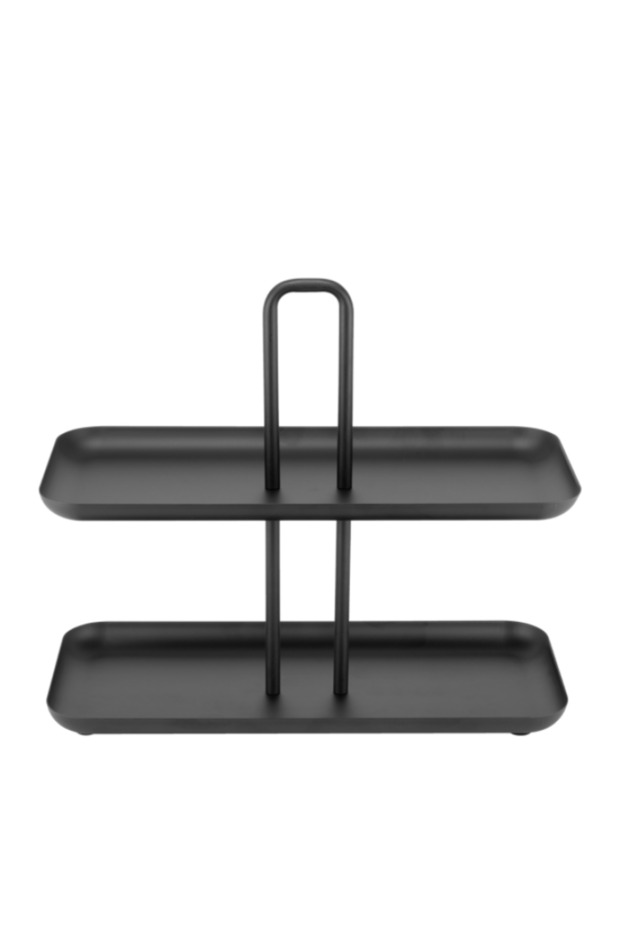 Rectangular buffet stand with 2 levels, matte black - 1