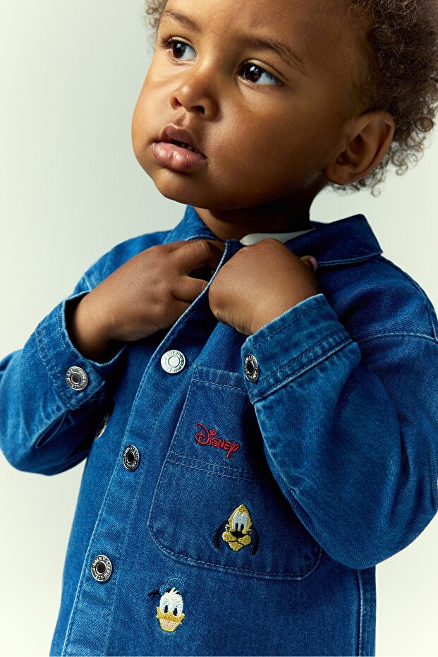 İşleme Detaylı Kot Overshirt Gömlek - 2