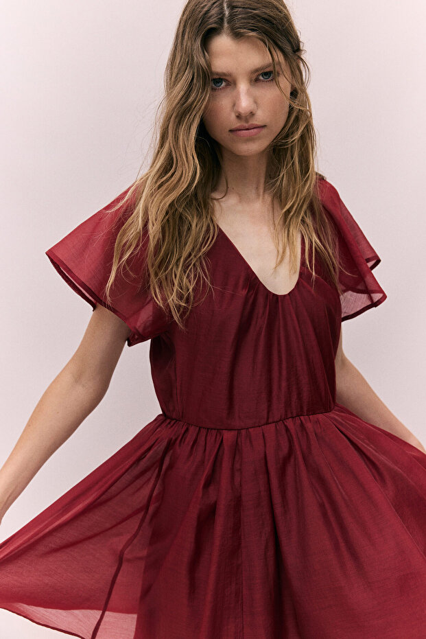 Kelebek Kollu Elbise - 2