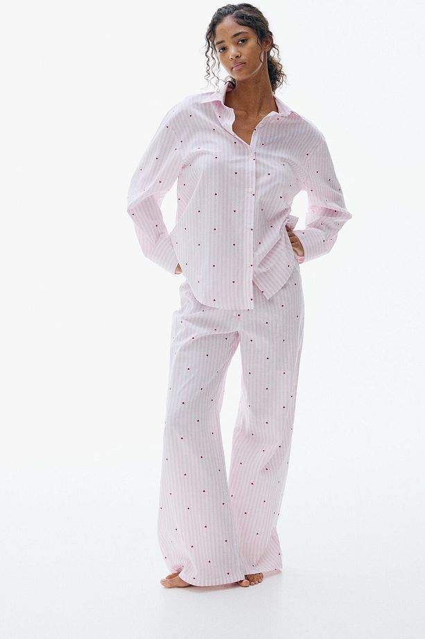 Pamuklu Poplin Pijama Takımı - 1