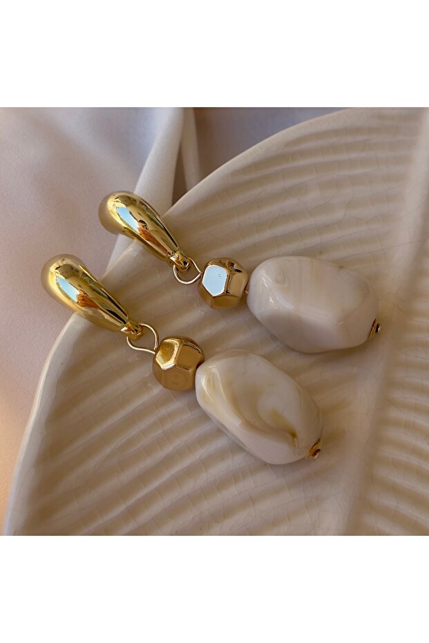 Marble Pattern Earrings with Dangle - 1