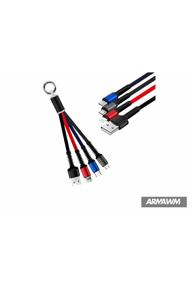 3'ü 1 Arada Anahtarlık Tipi Çoklu Şarj Kablosu - Type-C / Micro USB / Lightning Uyumlu - 3