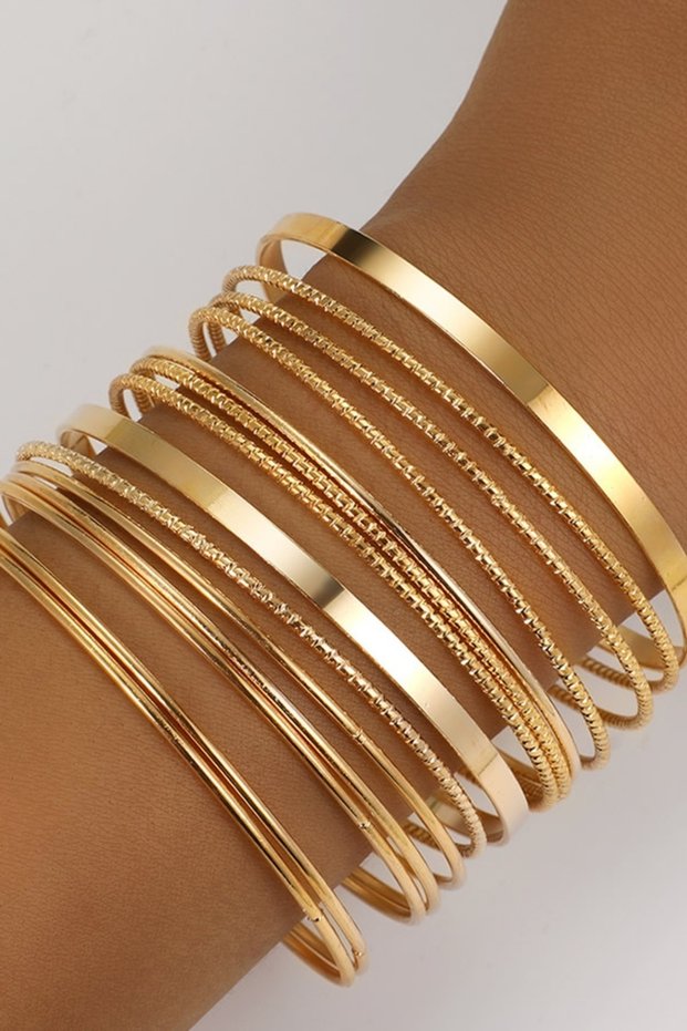 13Lü Gold Klasik Bilezik Set