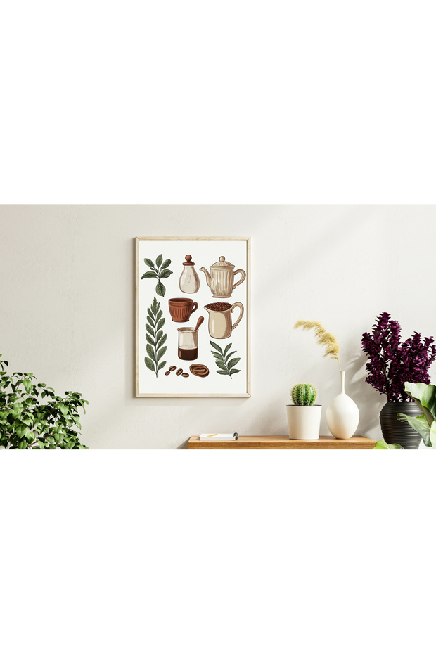 Coffee & Calm – 3’lü Minimal Kahve Temalı Poster Seti, Retro Sanat Baskısı, Duvar Dekoru,tablo - 4