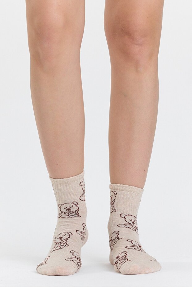 مجموعة من 4 أحذية منقوشة على شكل دمية دب - 3