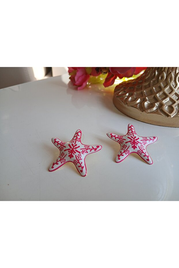 Flower Patterned Starfish Earrings - 3