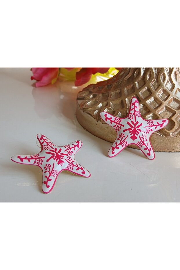 Flower Patterned Starfish Earrings - 5