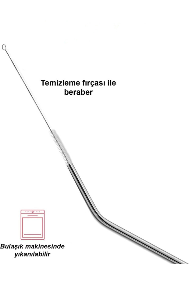 5 Parça Metal Pipet Seti Paslanmaz Çelik Pipet Ve Çubuk Pipet Temizleme Fırçası - 7