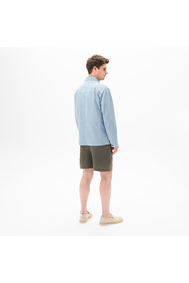 Erkek Mavi Süet Gömlek - 3