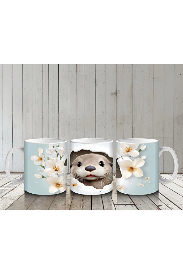 سامور يبتسم بين فروع الكرز - كوب مطبوع - 6