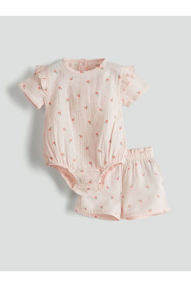 LCW baby Çiçekli Çıtçıtlı Body ve Şort 2'li - 1