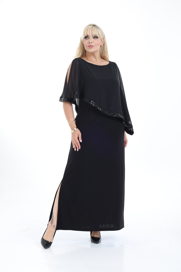 Sequin Detail, Cape Evening Dress, Special Occasion Dress Plus Size