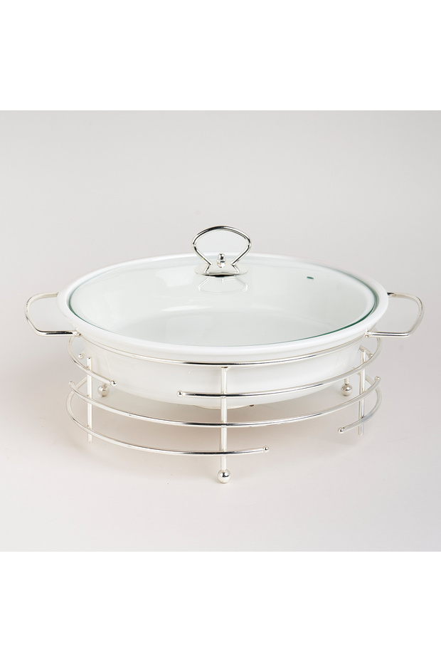 Round Serving Dish with Warmer - 5