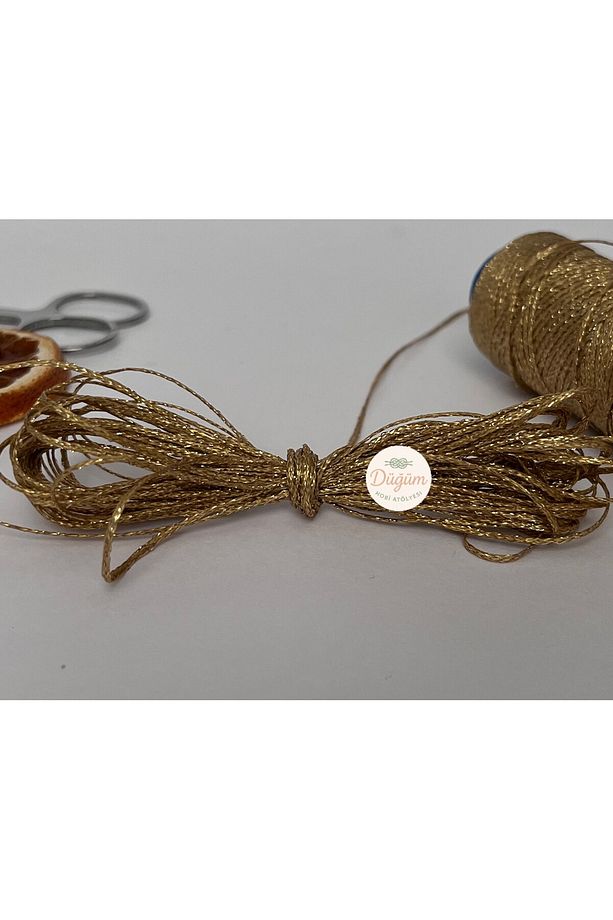 Gold Altın Sarı Simli Mumlu Ip 1 Mm – 5 Metre | Takı Yapımı, Bileklik Ipi, Makrome, El Sanatları Ipi - 2