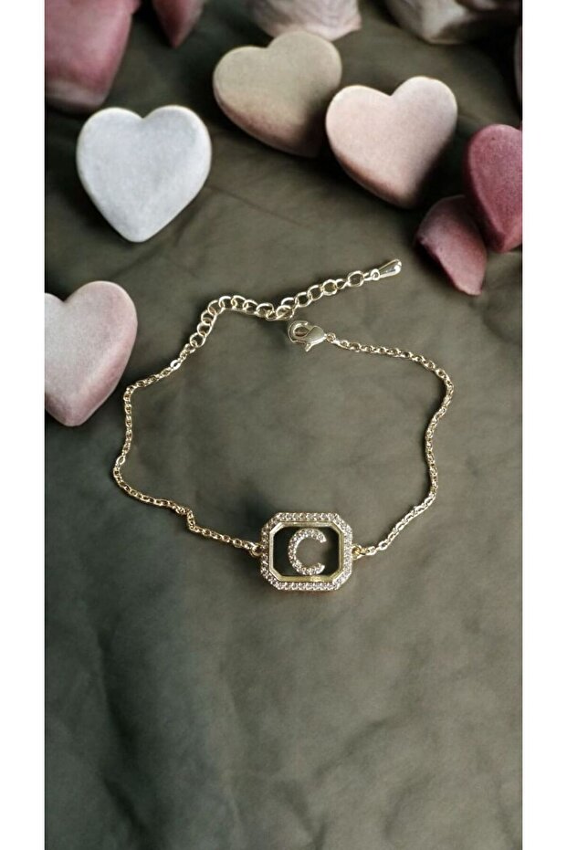Women's Zircon Stone Square Steel Letter Bracelet