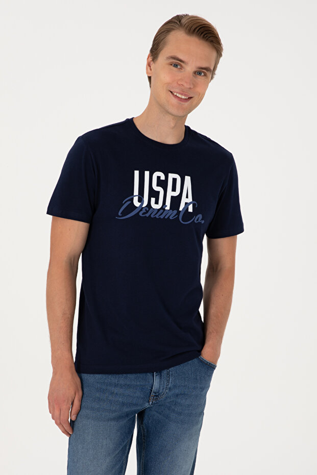 Men's Regular Fit Navy Blue Crew Neck T-Shirt 50306923-Vr033