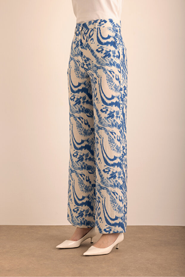 بنطلون كتان فيسكون منقوش - 5