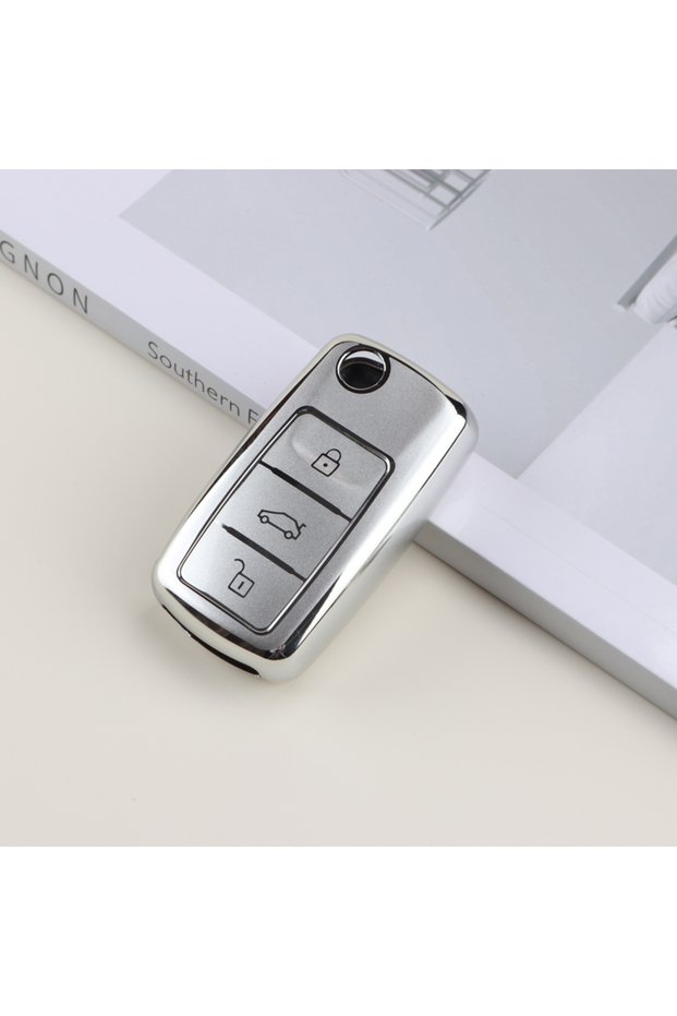 Silver TPU Car Key Case Cover Fob Shell For VW Volkswagen Polo Tiguan Passat Golf MK Jetta For Skoda