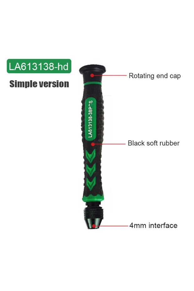 مقبض مفك براغي LA613138-HD LAOA بواجهة 4 مم، مقبض مفك براغي دقيق، مقبض صغير