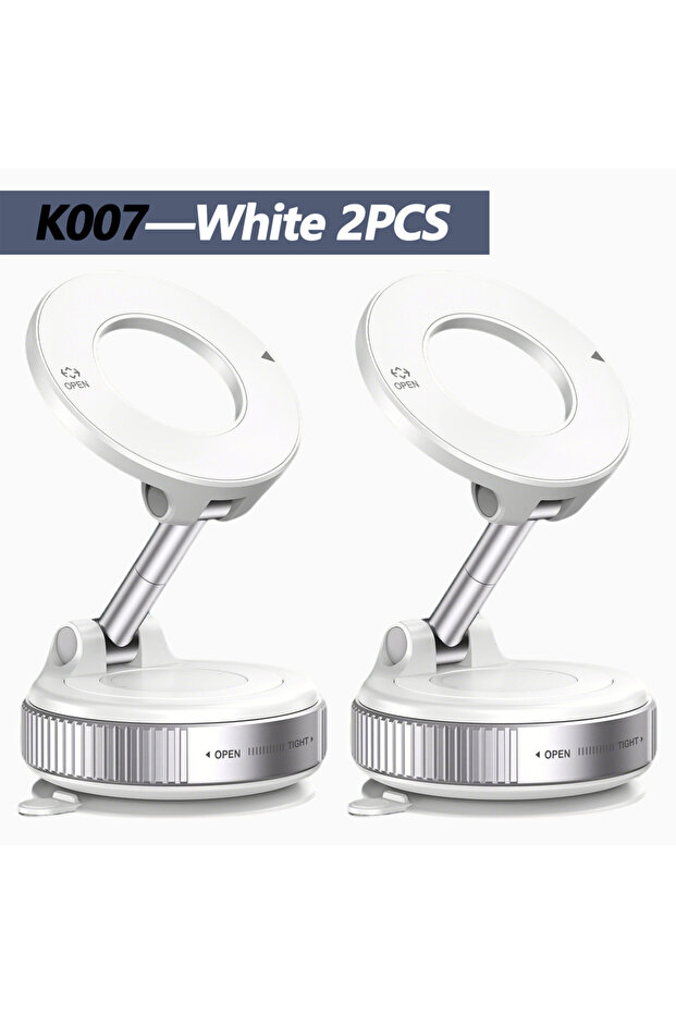 K007 White 2Set K007/K009 Strong Magnetic Car Phone Holder Foldable Design 360° Adjustable Vacuum Mo