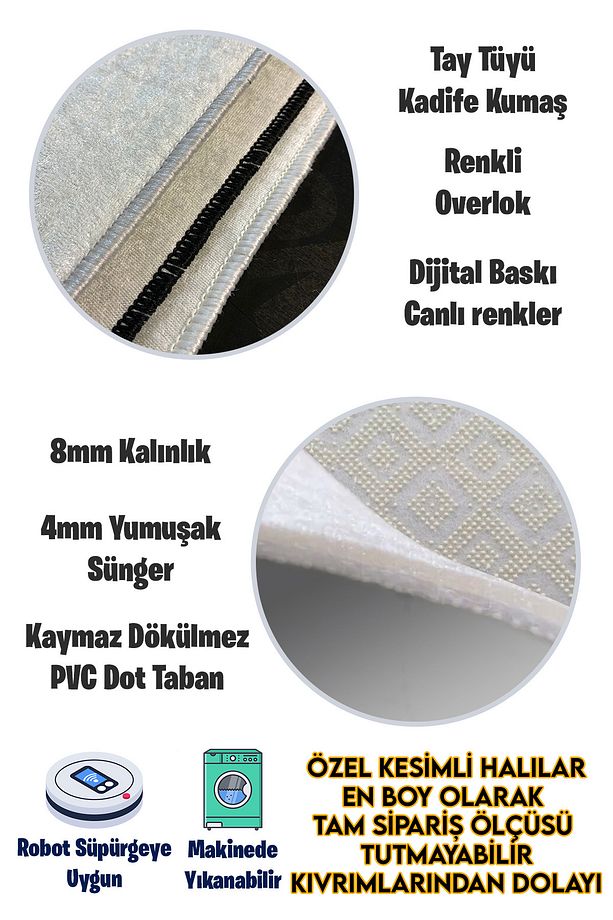 Özel Kesimli Desenli Anime & Gamer Halısı Kaymaz Taban Makinede Yıkanabilir Genç Odası Halısı - 6