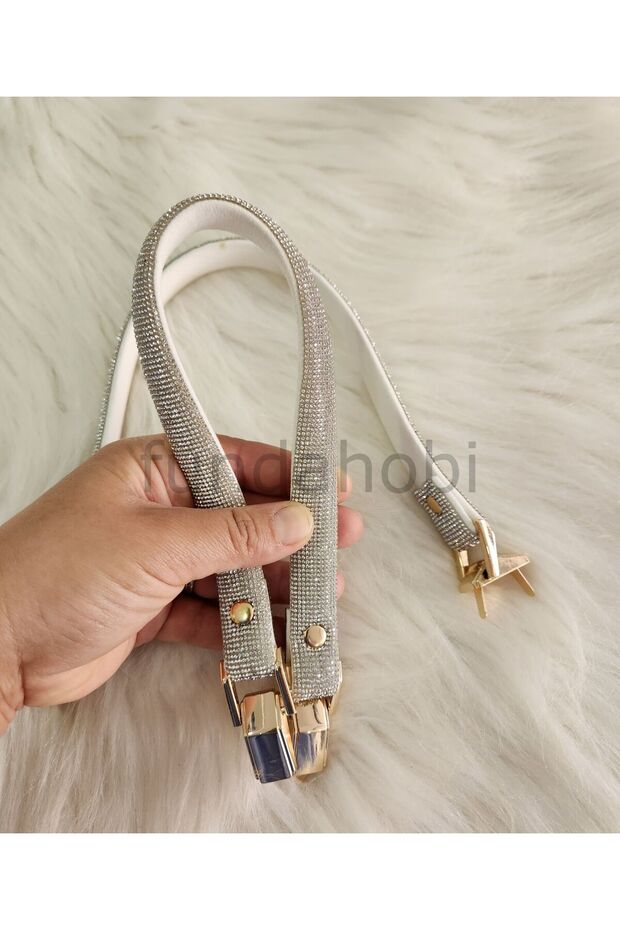 Stoned Evening Dress Strap -White