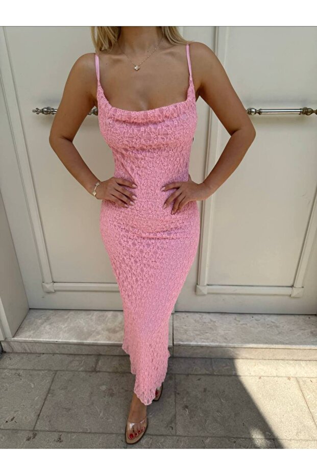 Dantelli Midi Elbise - 3