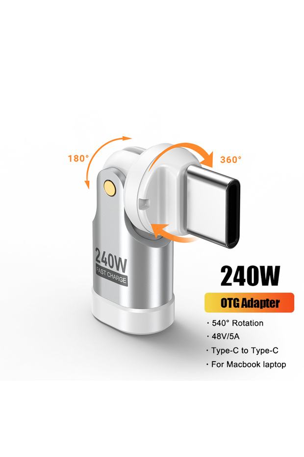 White USB C Adapter AUFU 240W USB C Adapter 5A Fast Charging USBC Male To Type C Female Converter Fo