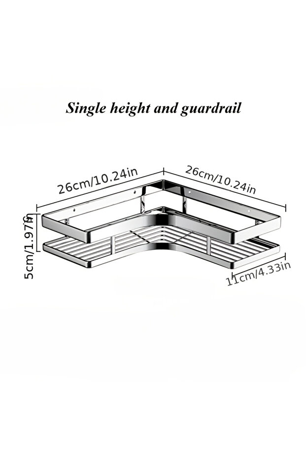 style 2 No Drill, Thickened Flat Bar Triangle Shelf, Waterproof Rectangle Storage Organizer for Bath