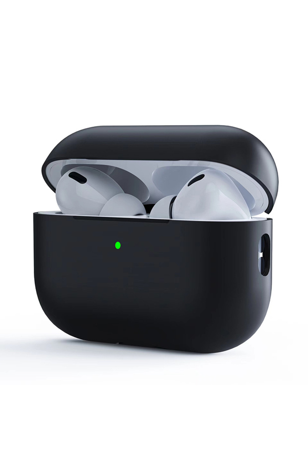 غطاء أسود لسماعات AirPods Pro 2 اللاسلكية بتقنية البلوتوث، غطاء سيليكون، غطاء منقسم رفيع للغاية