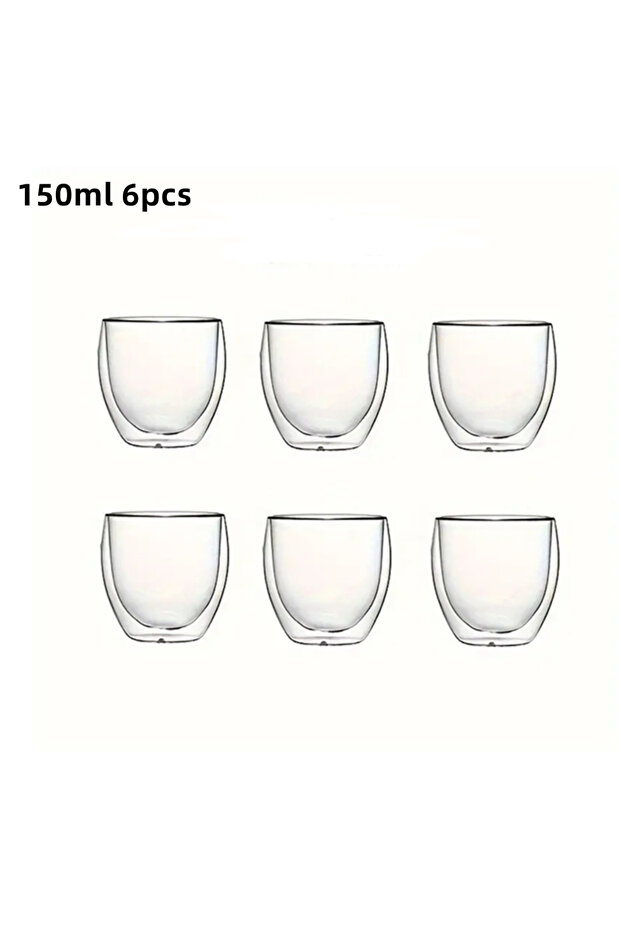 80ml-450ml 150ml 6pcs 6pcs Double-Wall Insulated Glass Espresso Cups 80/150/250/350/450ml Insulated