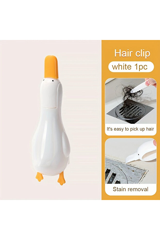 WHITE 2-in-1 Cute Duck Shaped Double-head Design Cleaning Clip Dust Stain Removal Shovel - Bathroom