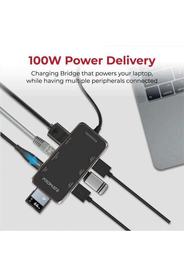 USB-C Hub, Multi-Functional 8-in-1 Type-C Adapter with 100W USB-C Power Delivery Port - 5